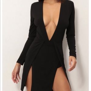 Ivy High Slit Dress In Black
